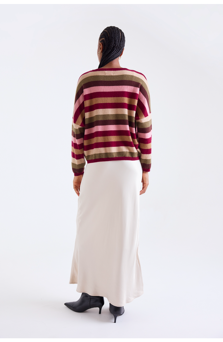 Brodie Pure Cashmere Stripe Up Crew Neck Jumper, Alternate, color,