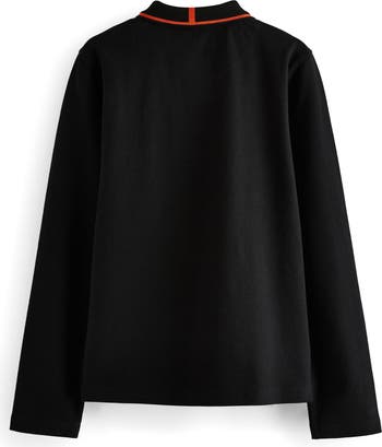 Kids' Long Sleeve Half Zip Cotton Polo