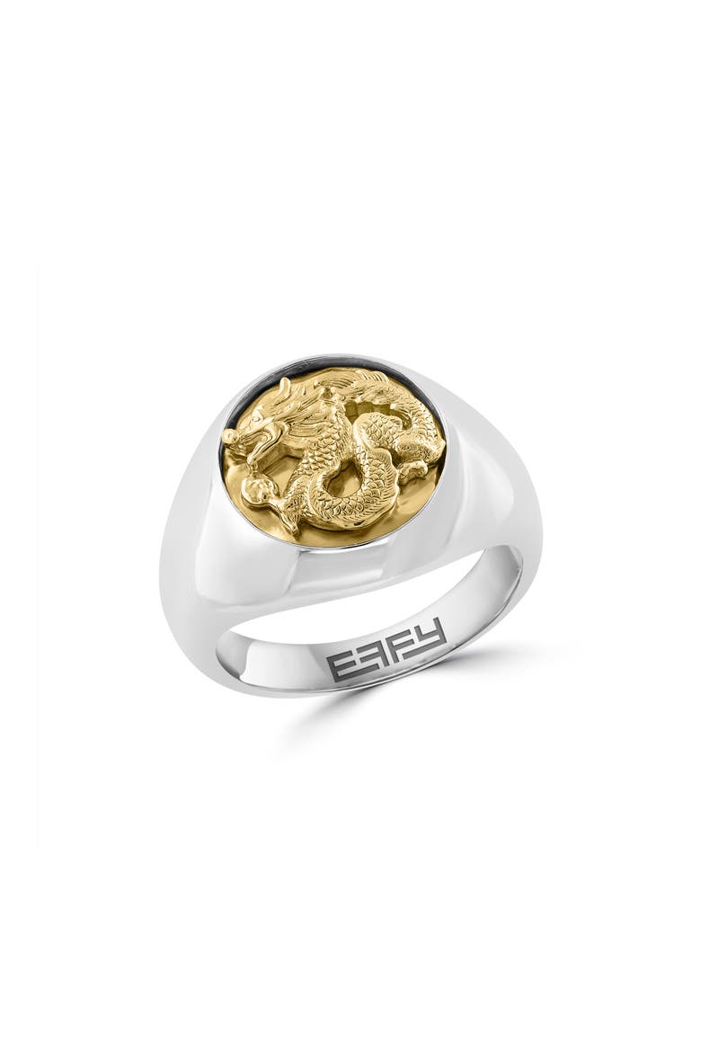 Two-Tone Dragon Signet Ring, Main, color, TWO-TONE