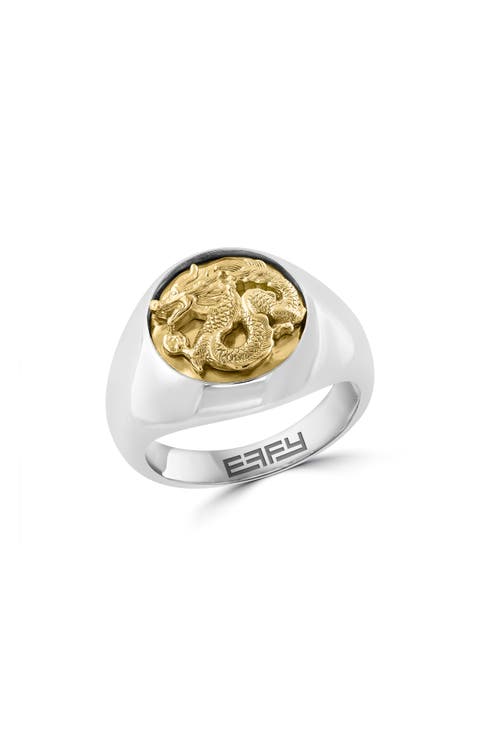 Two-Tone Dragon Signet Ring
