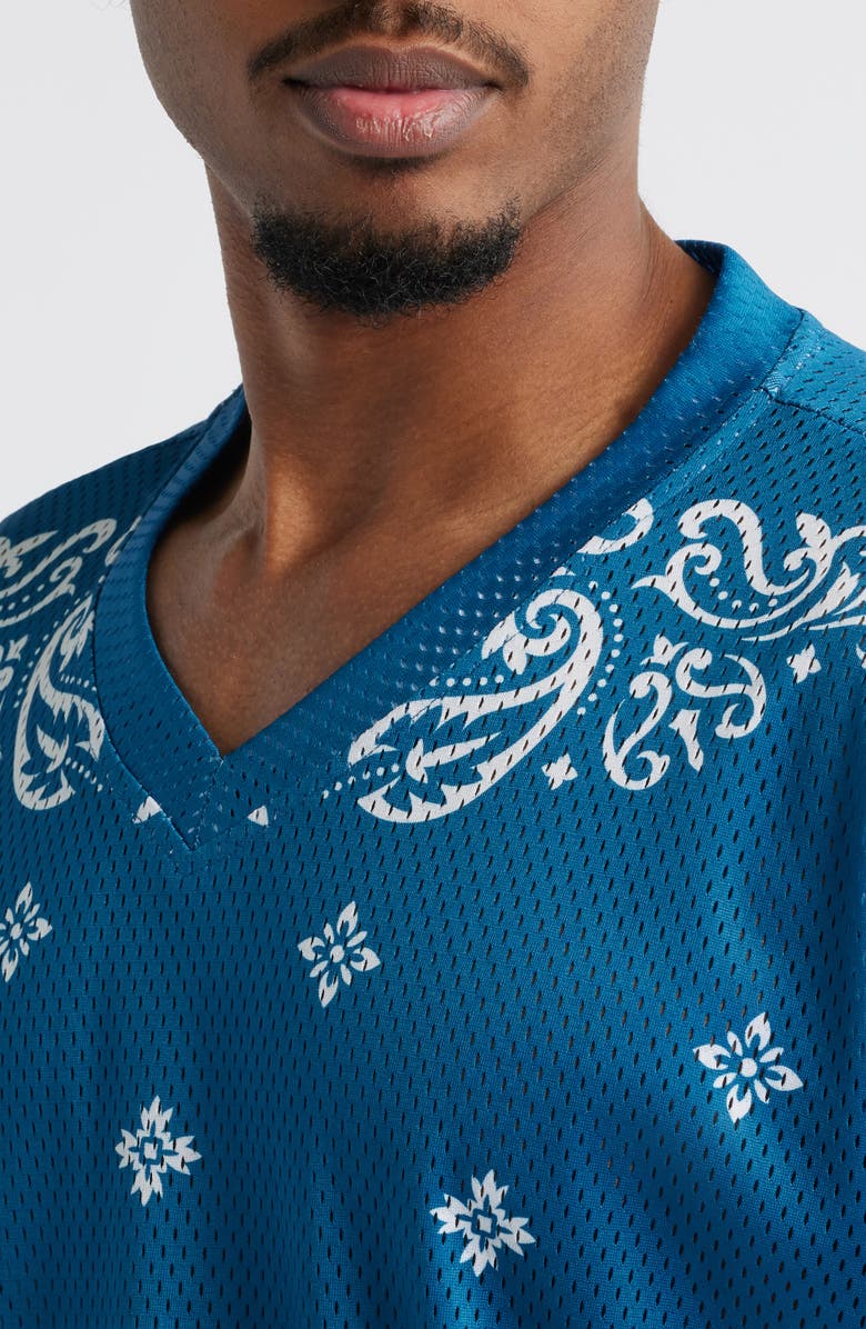 CRIMINAL DAMAGE Paisley Mesh T-Shirt, Alternate, color, Blue/White