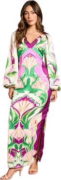 Coast Long Sleeve Placement Print Midi Dress