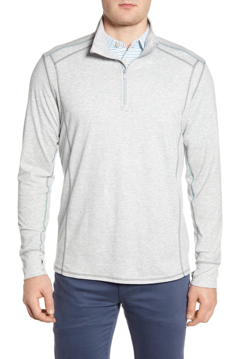 IslandActive® Palm Valley Half Zip Performance Pullover, Main, color, LT GREY HEATHER
