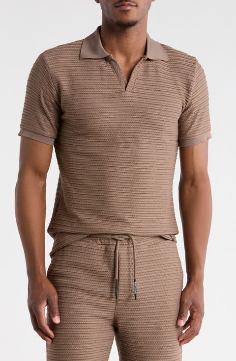 Modern Fit Textured Johnny Collar Polo Sweater