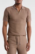 T.R. PREMIUM Modern Fit Textured Johnny Collar Polo Sweater