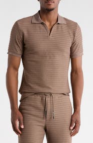 T.R. PREMIUM Modern Fit Textured Johnny Collar Polo Sweater