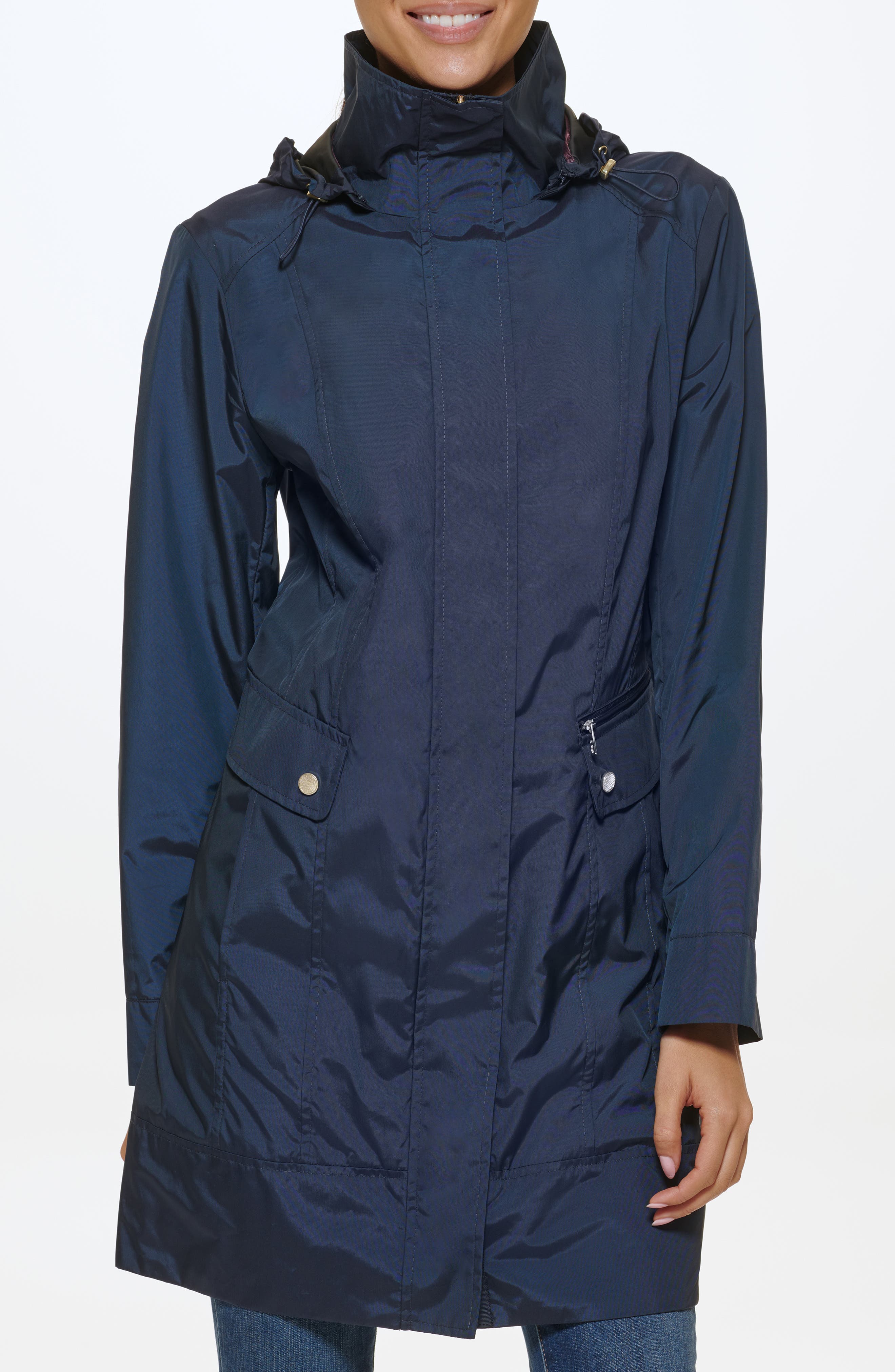Cole Haan Signature Back Bow Packable Hooded Raincoat