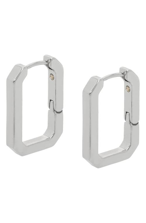 Allsaints Small Hexagon Huggie Hoop Earrings In Metallic