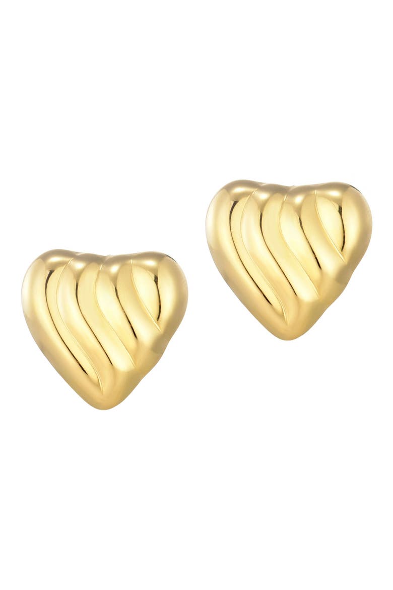 Statement Heart Stud Earrings, Alternate, color, SILVER/ GOLD