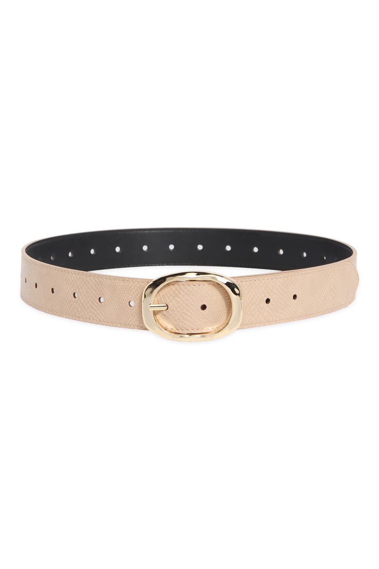 Textured Faux Leather Belt, Main, color, BLACK-LATTE