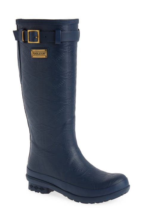 Embossed Tall Waterproof Rain Boot (Women)