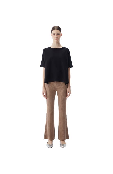 Box-Cut Cotton Silk Cashmere Blend T-Shirt