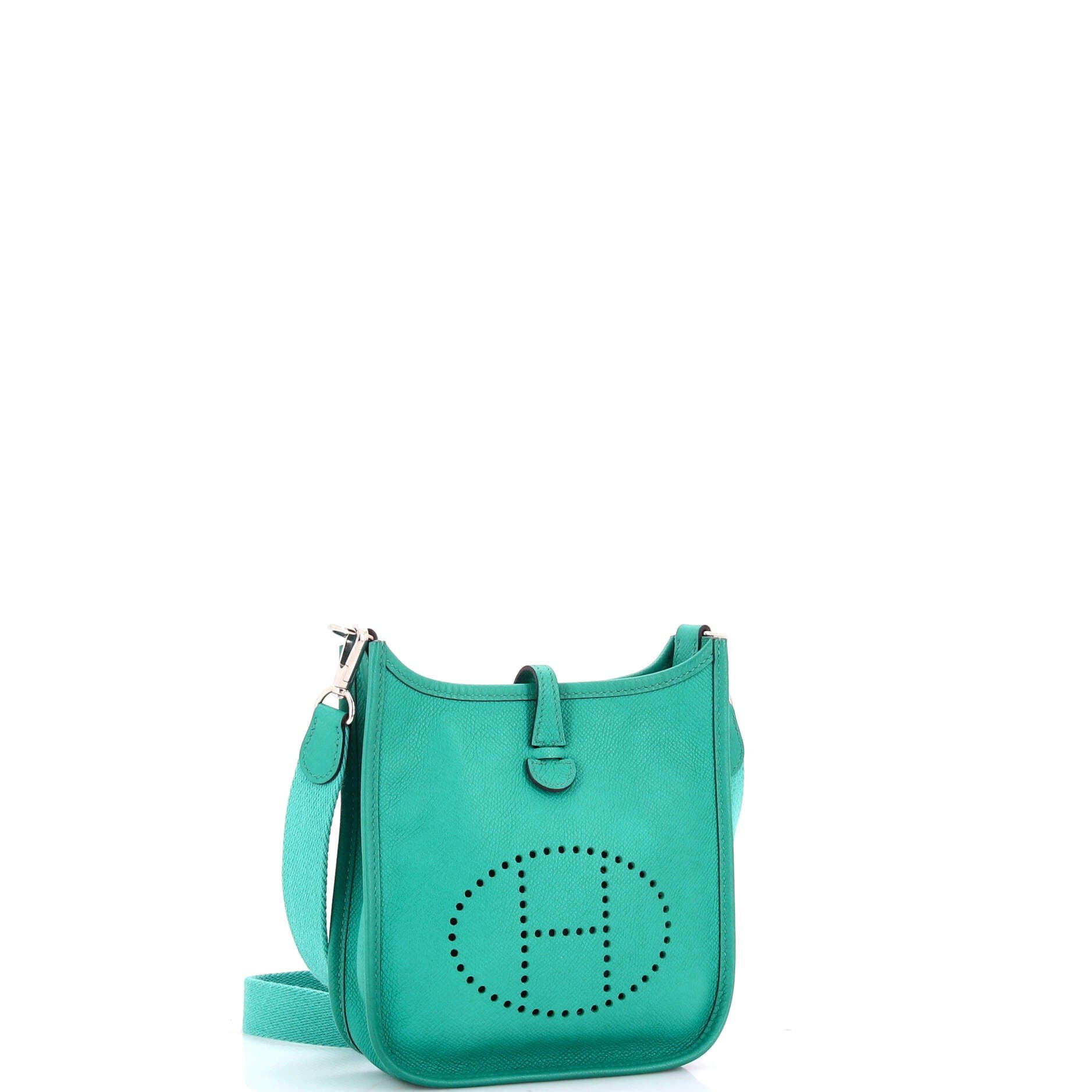 Pre-Owned Hermes Evelyne Bag Gen III Epsom TPM, Alternate, color, Bleu Paon