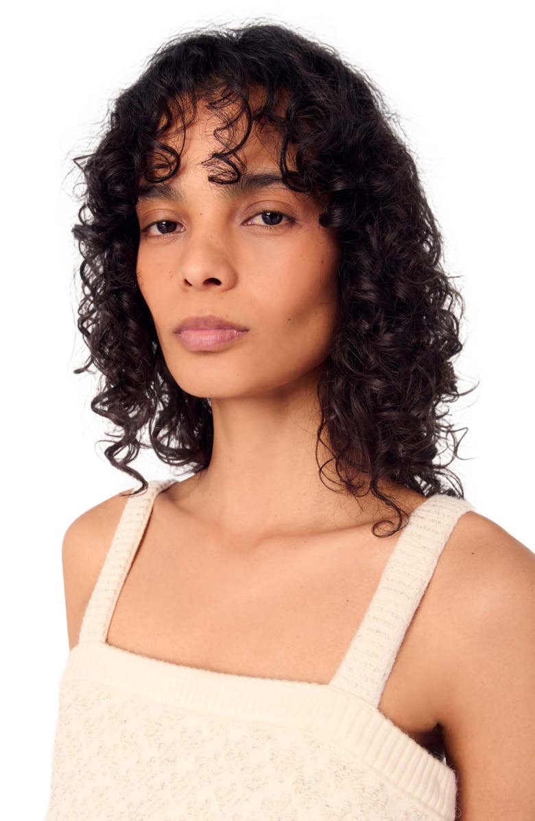 maje Tweed-effect knit crop top, Alternate, color, 