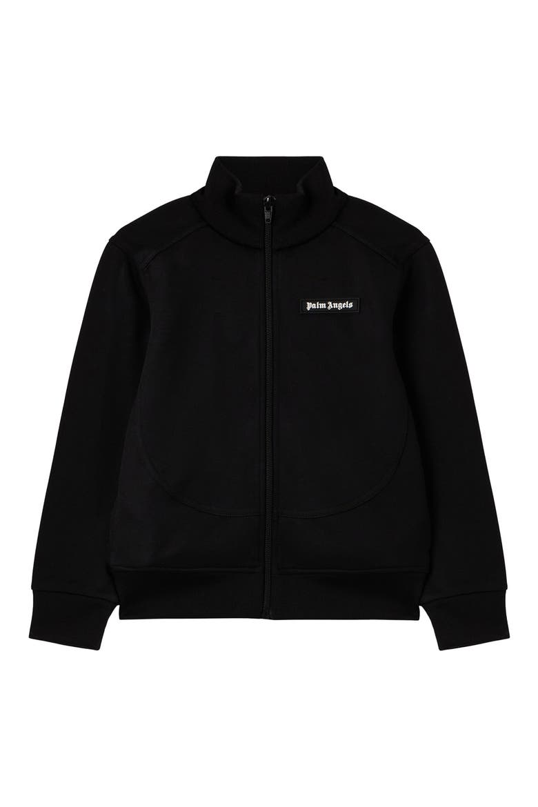 Kids' Curved Logo Track Jacket, Main, color, BLACK - OFF WHITE
