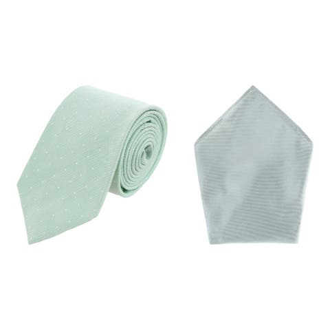 Churchill Chambray Polka Dot Necktie & Gatsby Silk Pocket Square Bundle