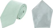 Trafalgar Churchill Chambray Polka Dot Necktie & Gatsby Silk Pocket Square Bundle