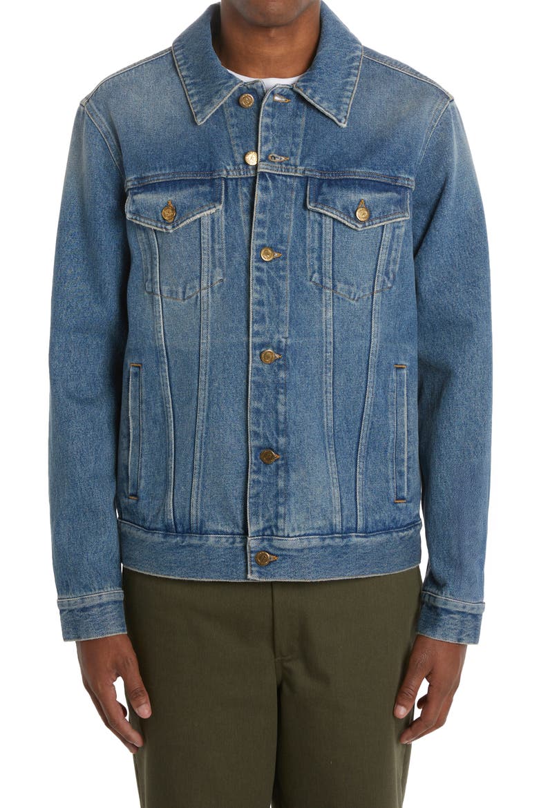 Logo Patch Denim Jacket, Main, color, MEDIUM BLUE