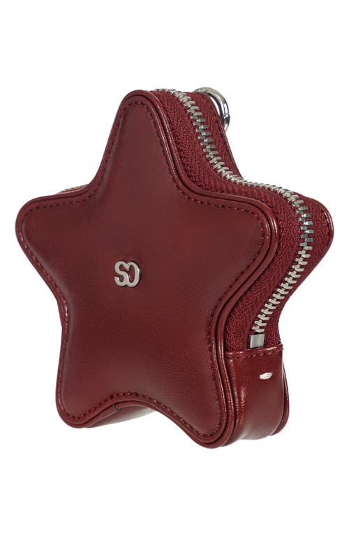 Stand Oil Star Faux Leather Airpods Case In Burgundy