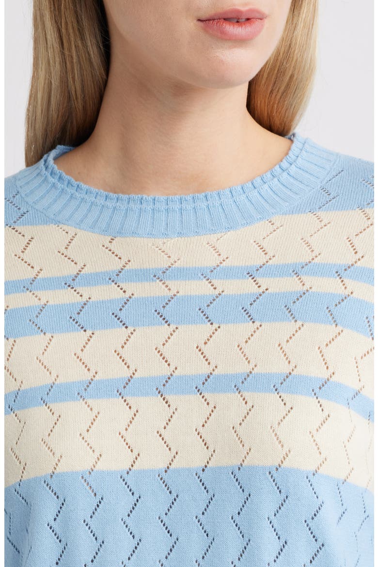 Pointelle Stripe Sweater, Alternate, color, ECRU/ AIRY BLUE