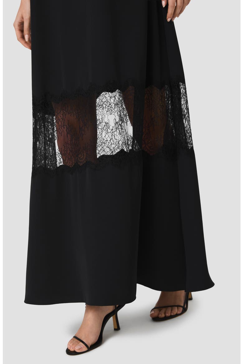 Quinn Crepe Lace Maxi Dress, Alternate, color, 01-BLACK