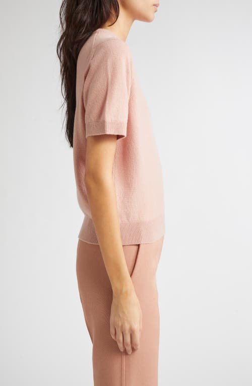 Johnstons Of Elgin Classic Cashmere Short Sleeve Sweater In Pink