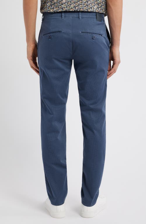 Brax Fabio Micropattern Flat Front Cotton Blend Pants In Navy