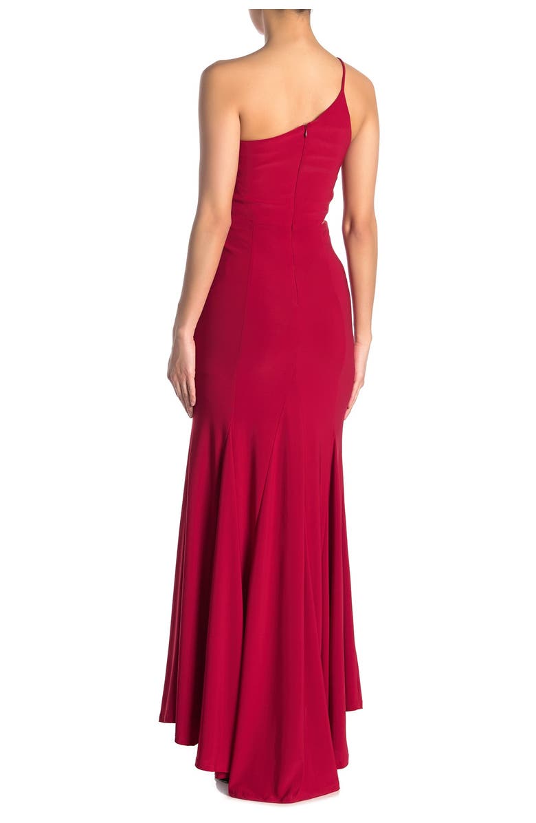 Jump Apparel One-Shoulder Side Cutout Gown, Alternate, color, Red