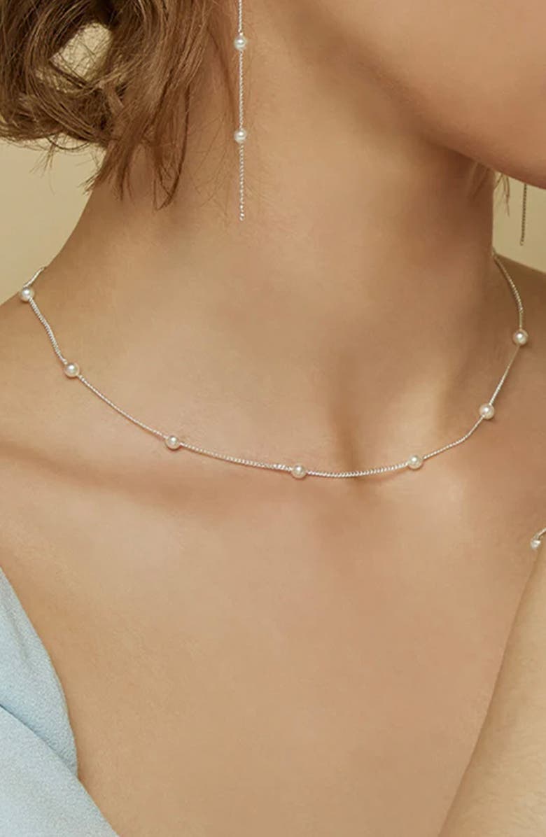 Bearfruit Jewelry Sterling Silver 18k Gold Plated Infinite Pearl Necklace Holiday Gift Idea, Alternate, color, Silver