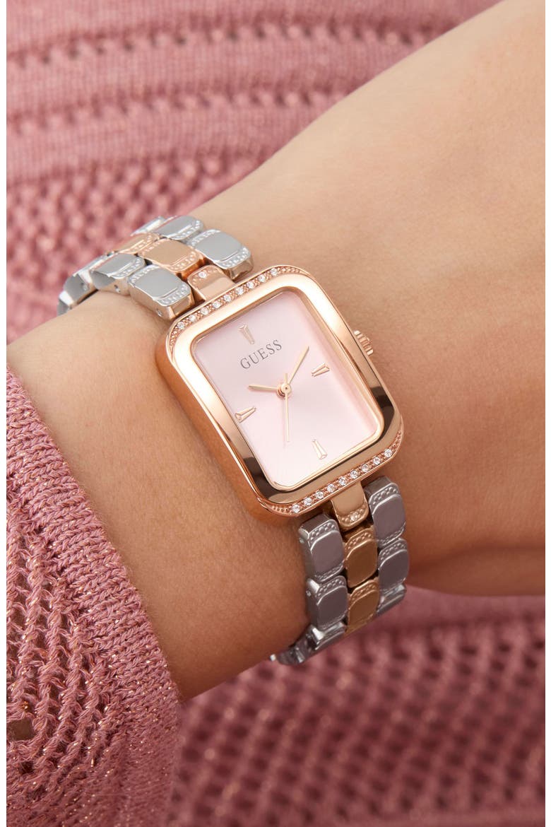Isla Tank Two-Tone Bracelet Watch, 22mm, Alternate, color, ROSE GOLD
