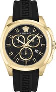 Versace Geo Chronograph Silicone Strap Watch, 43mm