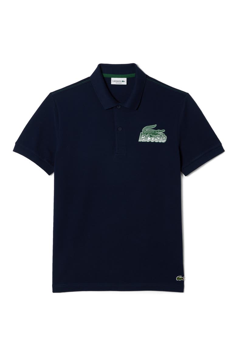 Regular Fit Cotton Piqué Graphic Polo, Main, color, NAVY BLUE