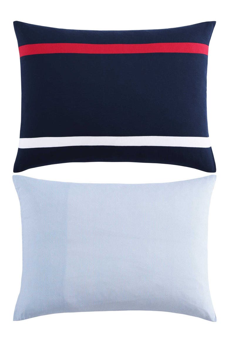 Iconic Anniversary Seersucker Duvet Cover & Shams Set, Alternate, color, NAVY