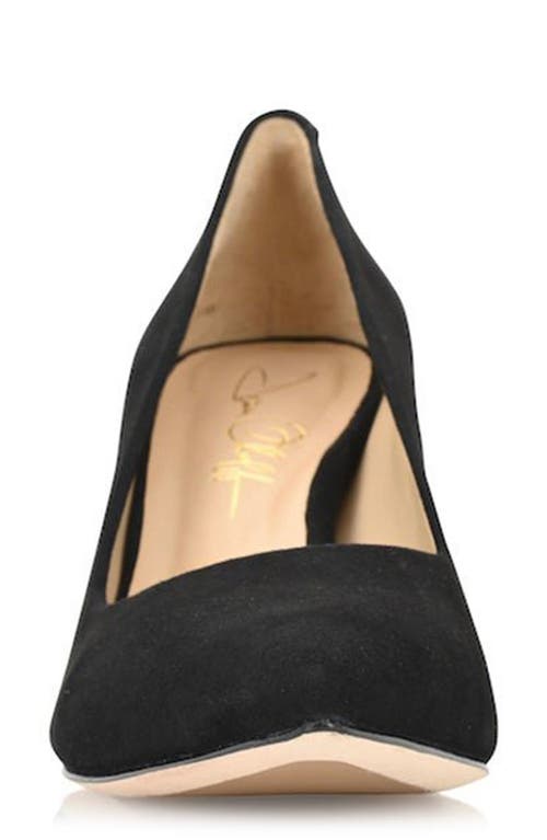 Joan Oloff Deborah Pointed Toe Pump In Black Suede