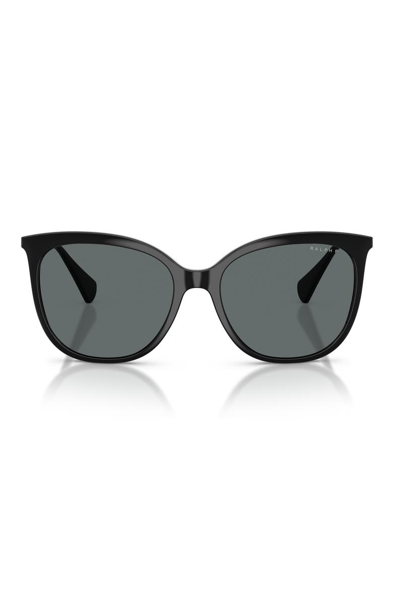 56mm Polarized Butterfly Sunglasses, Main, color, SHINY BLACK / POLAR DARK GREY