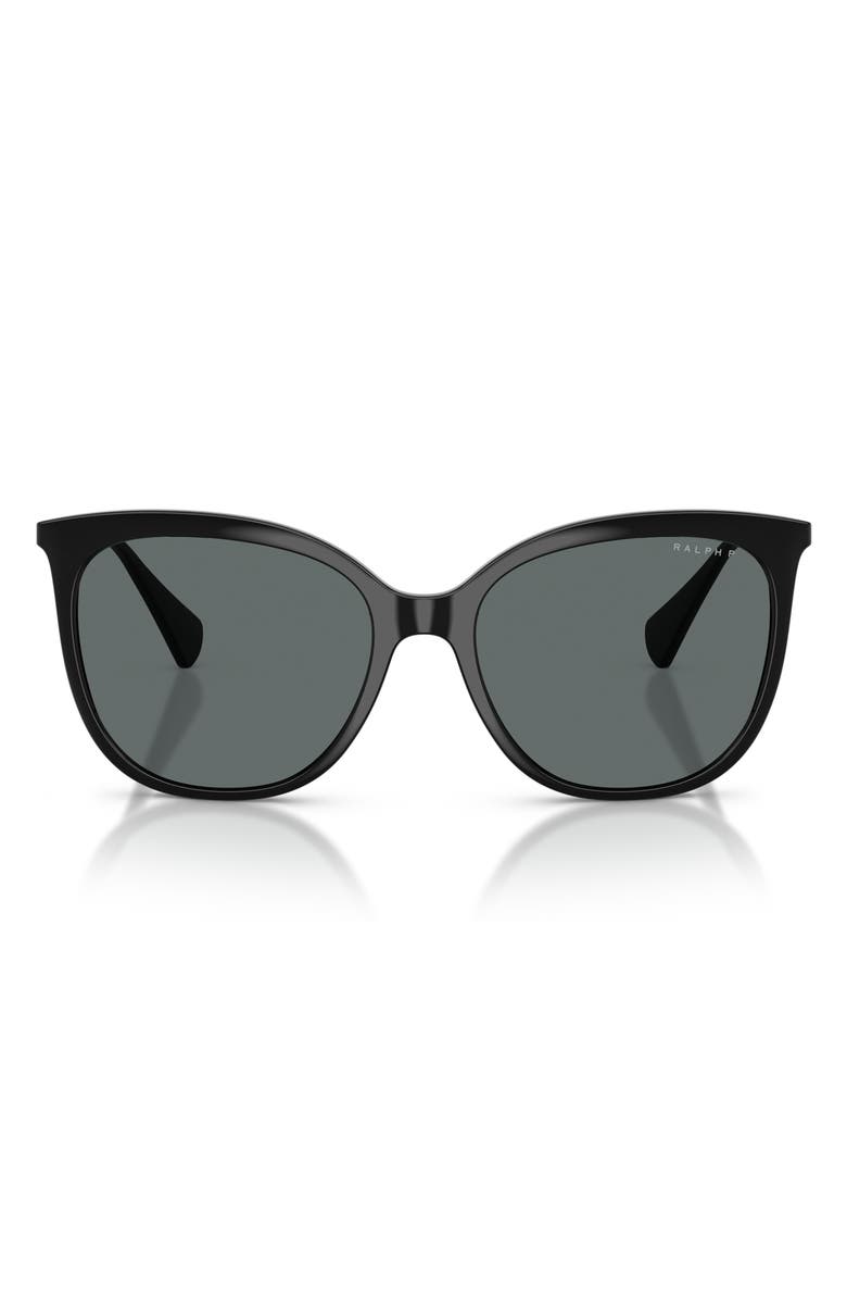 RALPH 56mm Polarized Butterfly Sunglasses, Main, color, Shiny Black / Polar Dark Grey
