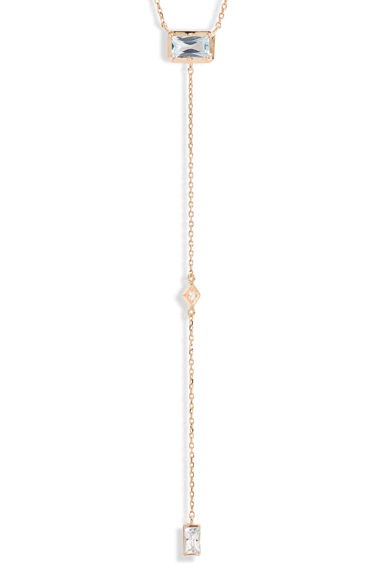 Dewdrop Blue Topaz Y-Necklace, Main, color, YELLOW GOLD/ BLUE