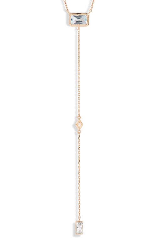 Anzie Dewdrop Blue Topaz Y-Necklace in Yellow Gold/Blue 
