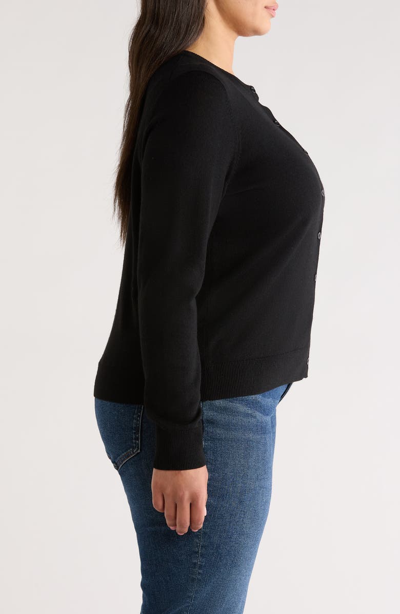 Caslon<sup>®</sup> Crewneck Wool Blend Cardigan, Alternate, color, Black