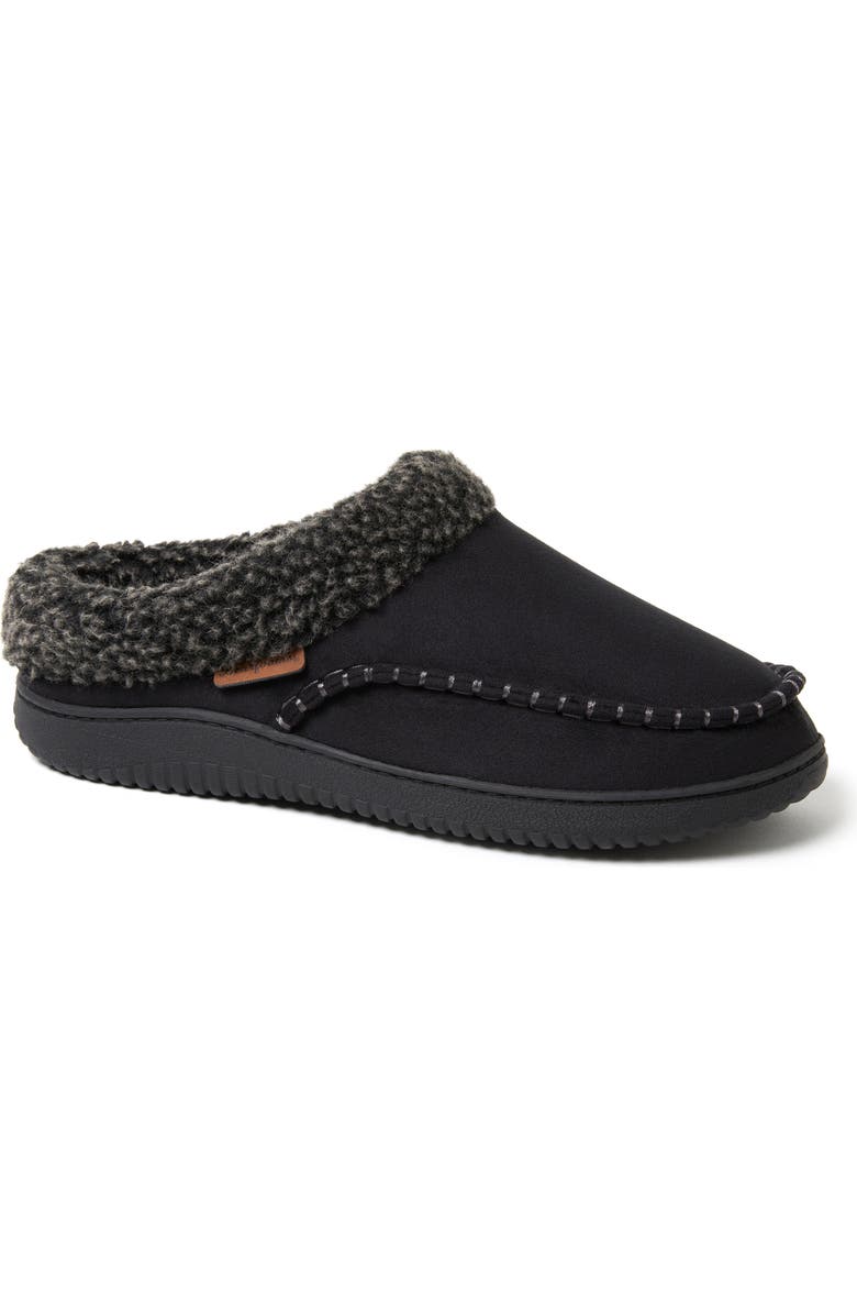 DEARFOAMS Marshall Microsuede Moccasin Toe Clog Slipper, Main, color, Black