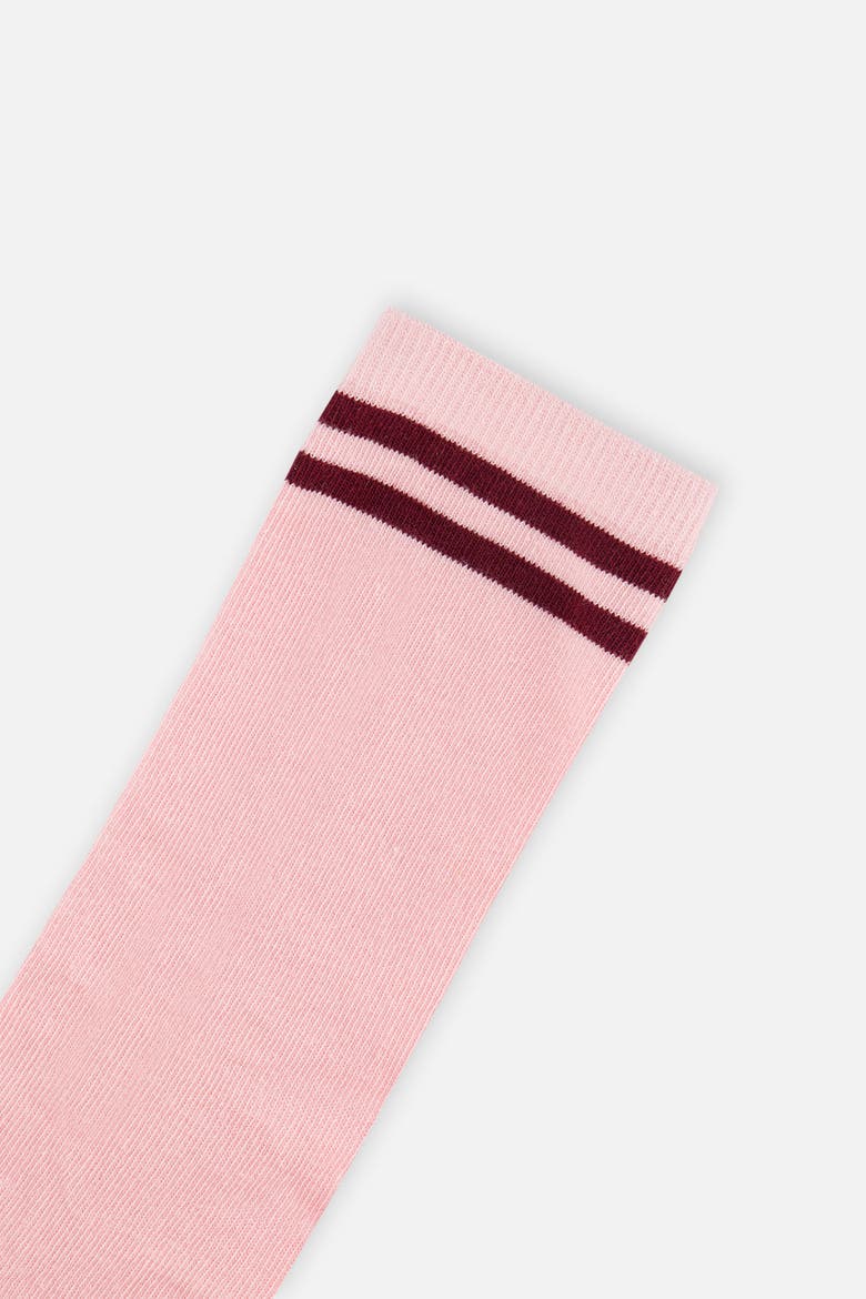 Knit Ribbed Cuff Star Detail Socks, Alternate, color, Pale Dusty Pink and Navy