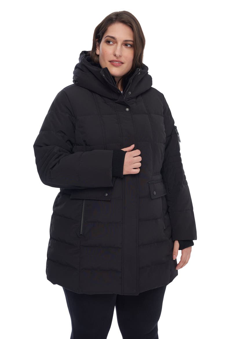 KOOTNEY PLUS SIZE - Vegan Down Mid-Length Parka Coat, Main, color, BLACK