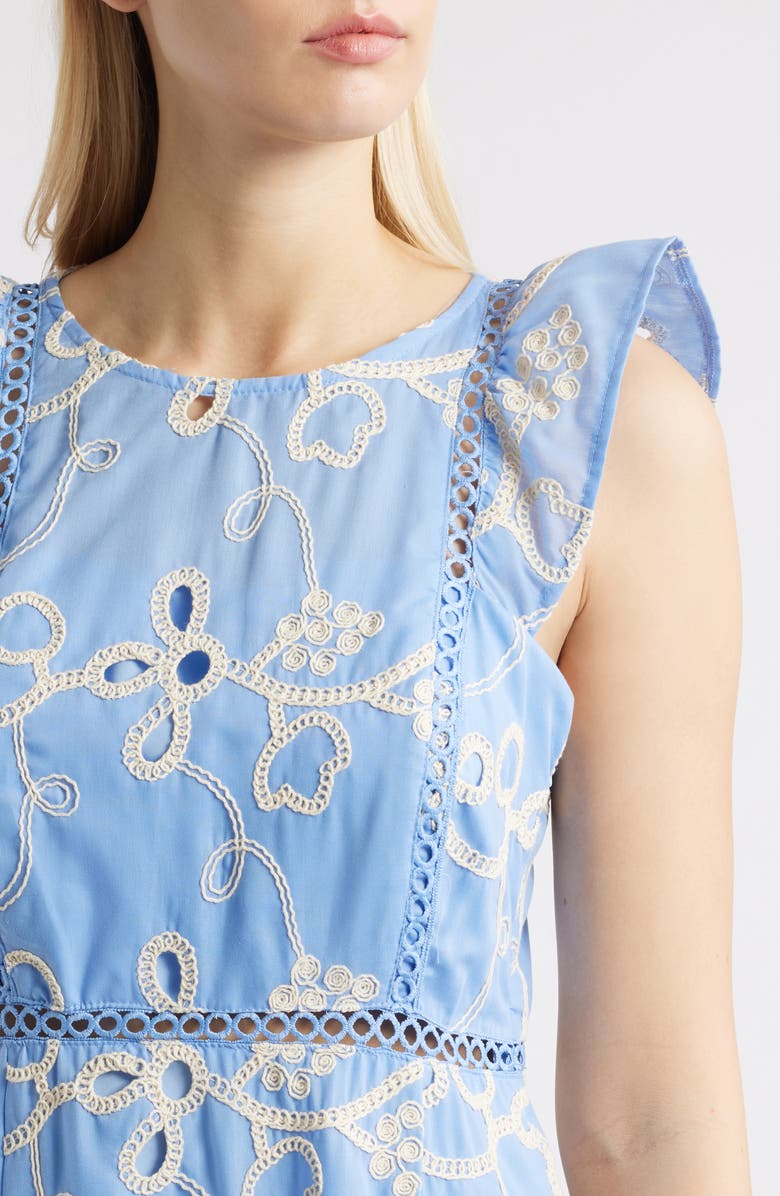 Sam Edelman Rope Embroidery A-Line Dress, Alternate, color, Light Blue
