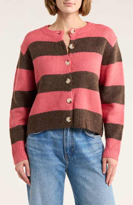 FRNCH Sandy Stripe Button Front Cardigan