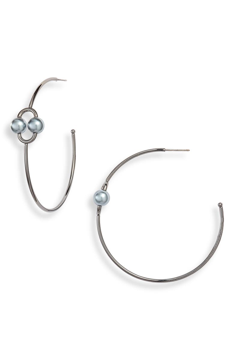 Kate Spade New York nouveau pearls imitation pearl hoop earrings, Main, color, 