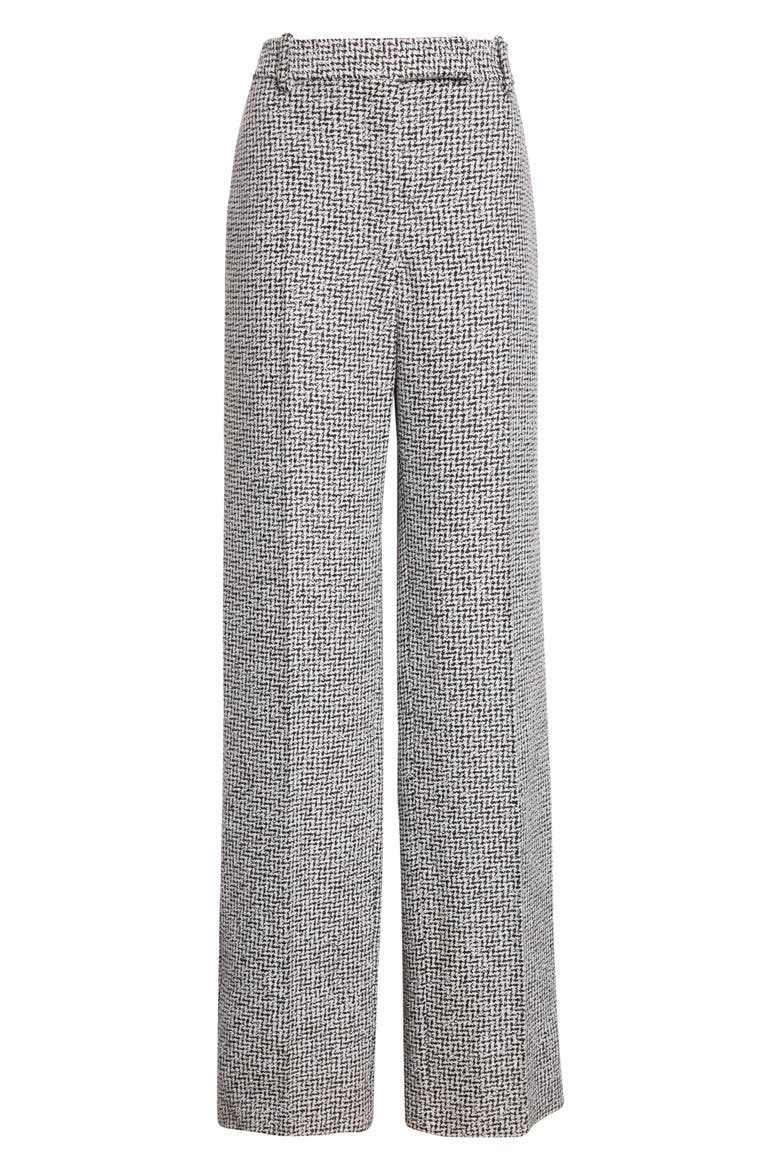Sequin Chevron Wool Blend Tweed Wide Leg Pants, Alternate, color, CREAM/ BLACK