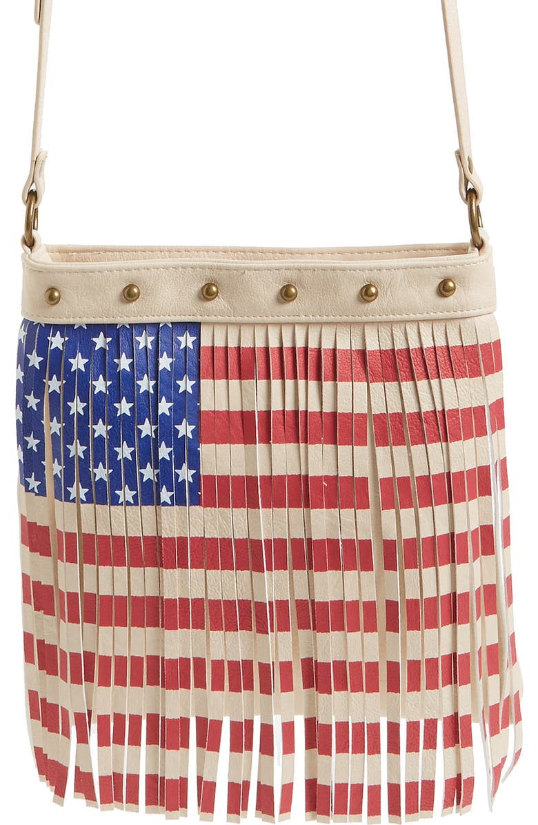 Lulu Faux Leather Flag Crossbody Bag, Main, color,