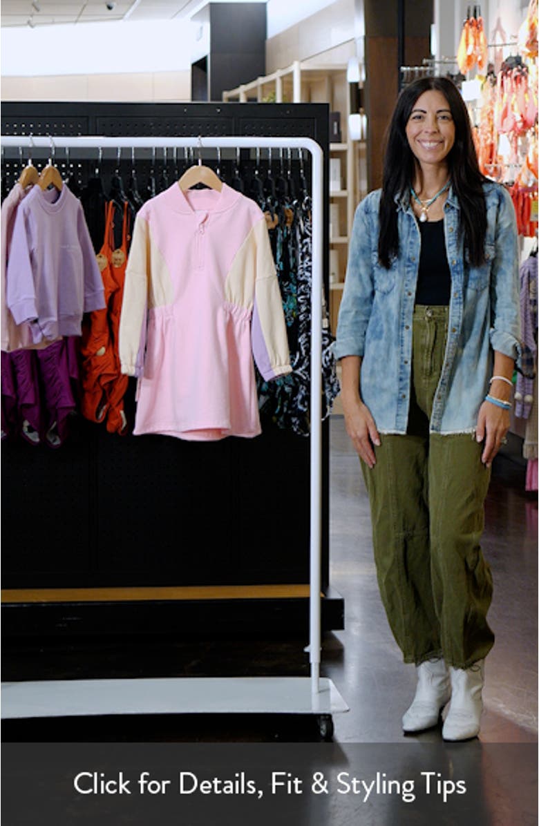 Kids' Colorblock Long Sleeve Cotton Graphic Sweatshirt Dress, sales video thumbnail