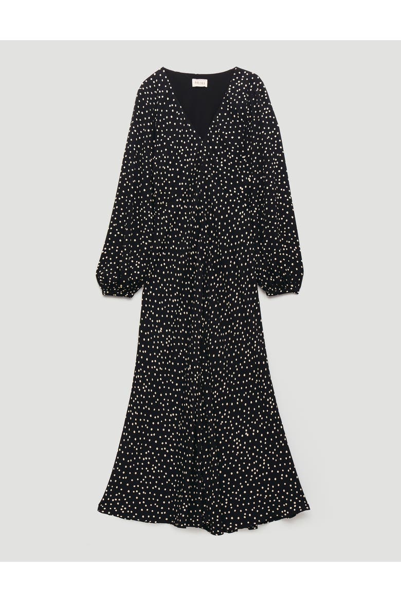 Grace V-Neck Long Sleeve Crepe Dress, Alternate, color, Tiny Polka Dot Black
