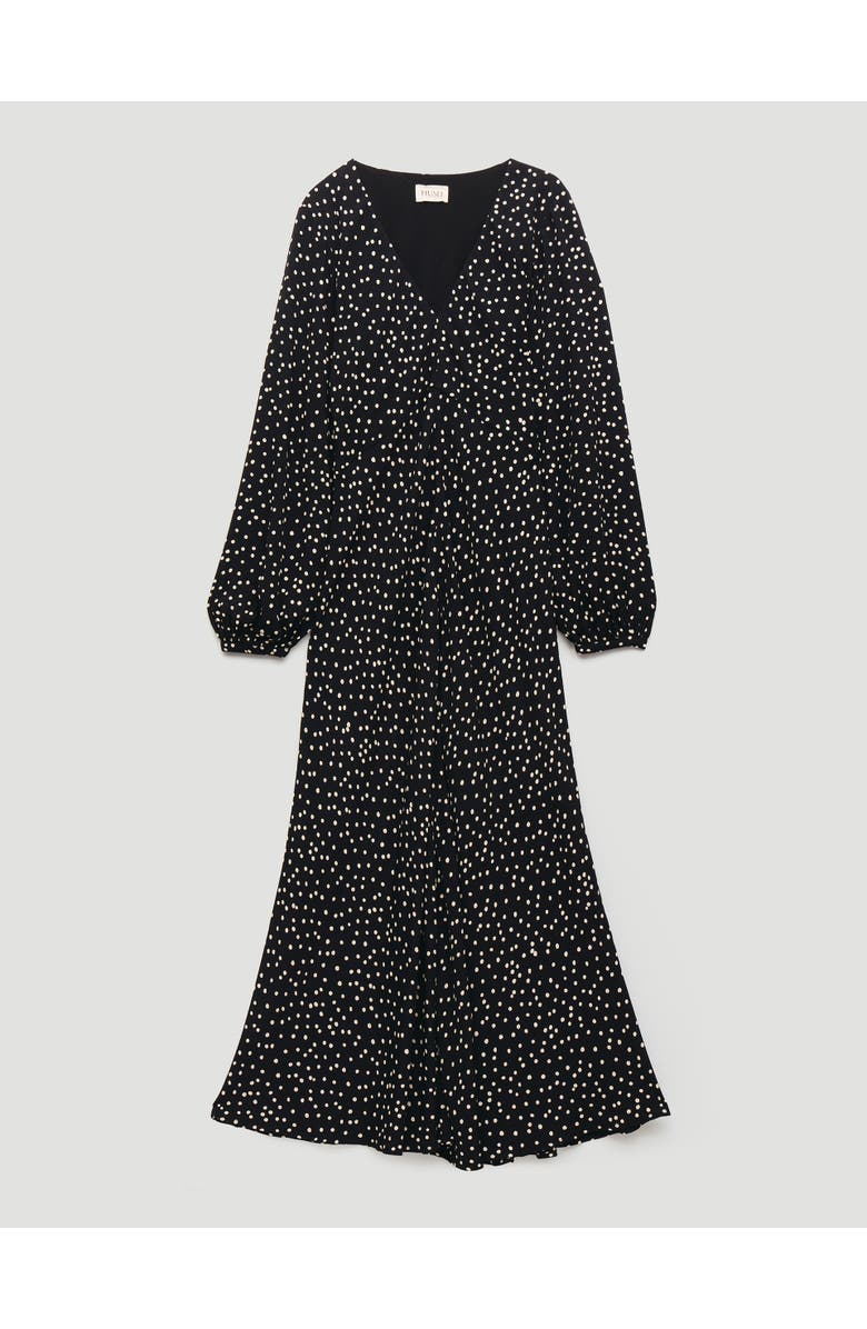 Hush Grace V-Neck Long Sleeve Crepe Dress, Alternate, color, Tiny Polka Dot Black